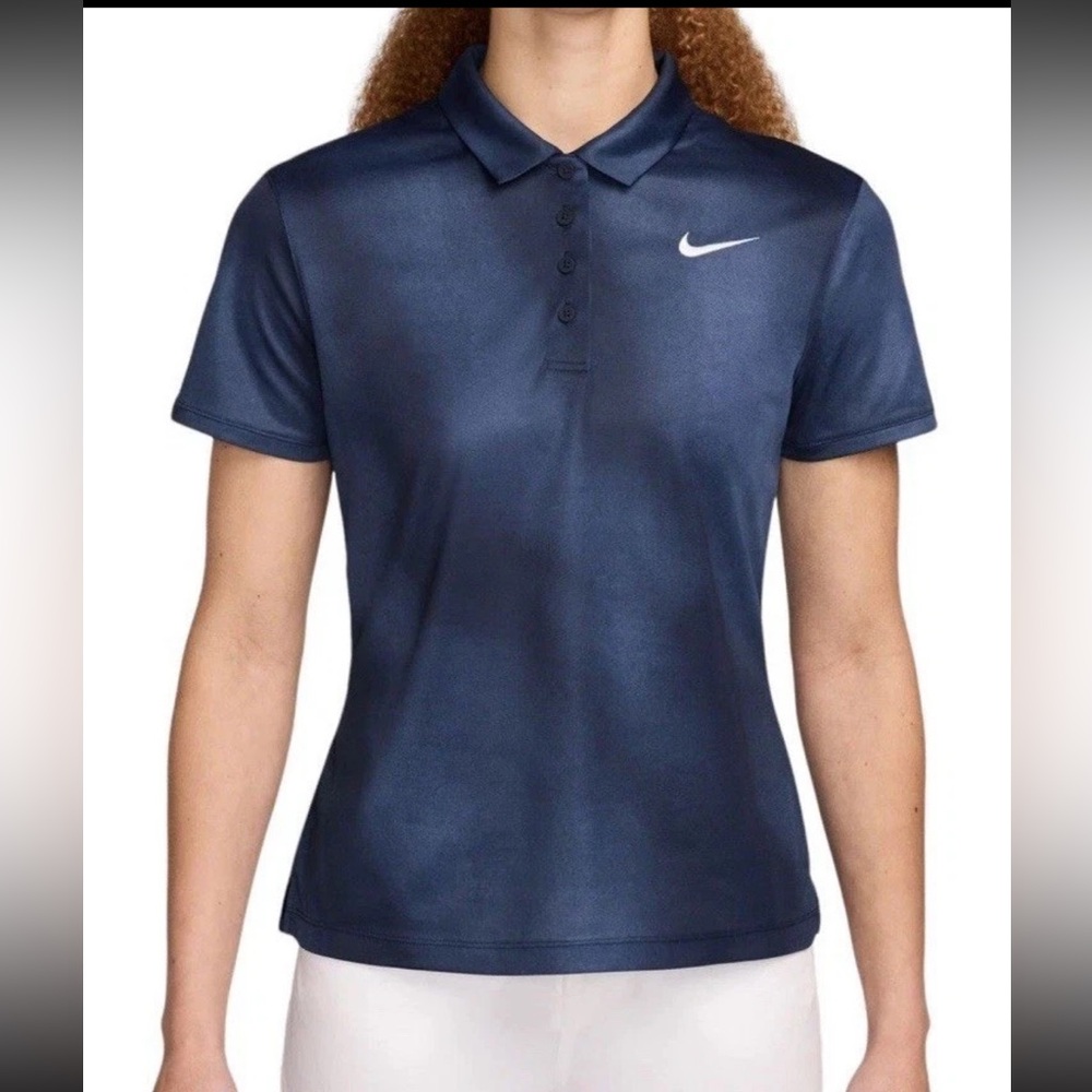Nike Women's Victory Dri-Fit Print Short Sleeve Golf Polo Size XS Navi Color NWT - Picture 1 of 12